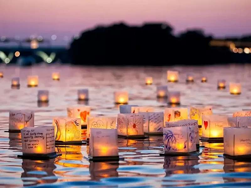 A pond full of lights